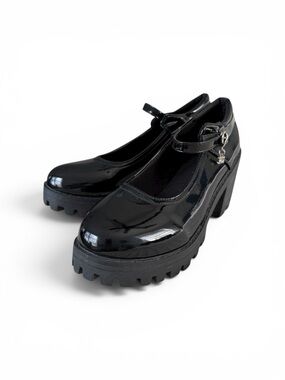 Shiny Black Patent Leather Platform Shoes